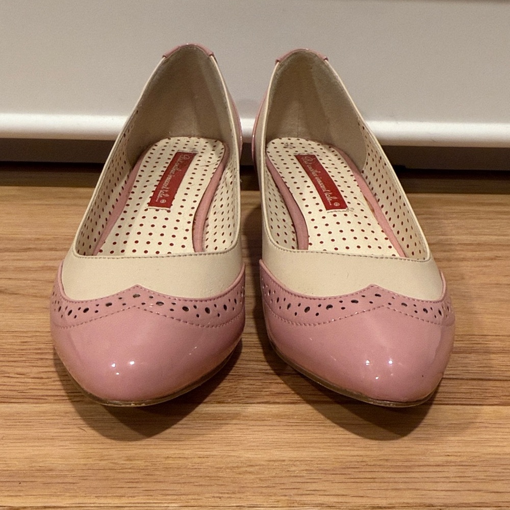 B.A.I.T. Oxford Pink and Cream Kitten Heels